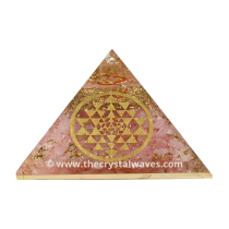Rose Quartz Chips Orgone Pyramid With Yantra Symbol