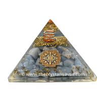 Angelite Chips Orgone Pyramid With Meru Shreeyantra Symbol