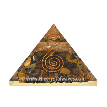 Tiger Eye Agate Chips Orgone Pyramids With Copper Wrapped Crystal Point