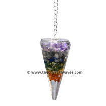 7 Chakra Layer Chips Orgone Faceted Pendulum