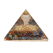 Chakra Chips Big  Orgone Pyramid With Crystal Quartz Angel And Flower Of Life