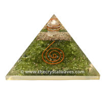 Peridot Chips Orgone Pyramids With Copper Wrapped Crystal Point