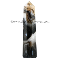 Black Banded Onyx Chalcedony Sulemani Crystal Tower