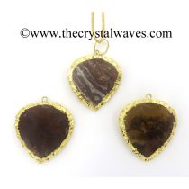 Agate Heart Shape Gold Electroplated Pendants
