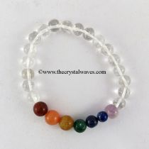 Crystal Quartz Round Beads  Chakra Bracelet