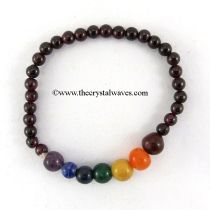 Garnet Round Beads  Chakra Bracelet