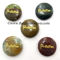 Fancy Jasper Protection Engraved Round Cabochon