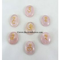 Rose Quartz Oval Sanskrit Chakra Set