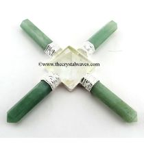 Green Aventurine ( Light) &amp; Crystal Quartz Pyramid Pencil Energy Generator