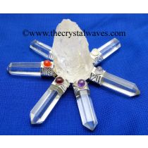 Crystal Quartz Rough Point Crystal With Chakra Cabochon Pencil Energy Generator