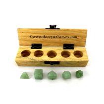 Green Aventurine 5 Pc Geometry Set With Wooden Box