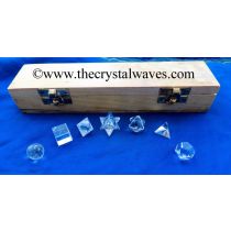 Crystal Quartz 7 Pc Geometry Set With Wooden Box