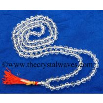 Crystal Quartz A Grade Faceted Drum Polish 5.50 - 7 mm Knotted Japa Mala