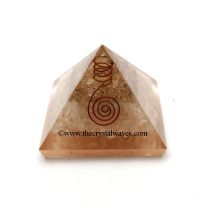 Rose Quartz Orgone Pyramid With Copper Wrapped Crystal Point