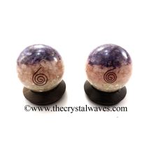 Rose Amethyst Crystal Chips Layered Orgone Ball / Sphere