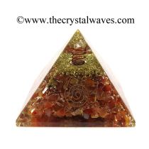 Carnelian Chips Orgone Pyramids With Copper Wrapped Crystal Point