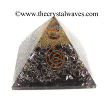 Garnet Chips Orgone Pyramids With Copper Wrapped Crystal Point