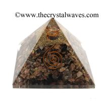 Rhodonite Chips Orgone Pyramids With Copper Wrapped Crystal Point