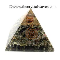 Multi Tourmaline Chips Orgone Pyramids With Copper Wrapped Crystal Point