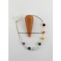 Peach Moonstone Faceted Pendulum With Chakra Chain