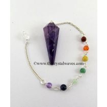 Amethyst Faceted Pendulum With Chakra Chain