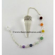 Crystal Quartz AA Grade Faceted Pendulum With Chakra Chain