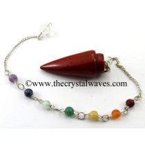 Red Jasper Smooth Pendulum With Chakra Chain
