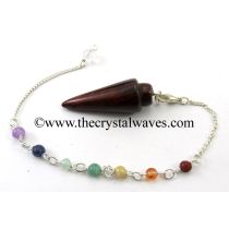 Red Tiger Eye Agate Smooth Pendulum With Chakra Chain