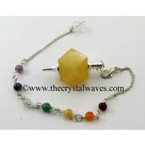 Yellow Aventurine Hexagonal Pendulum With Chakra Chain