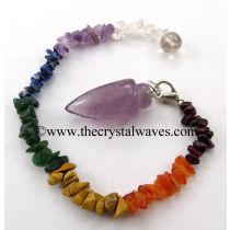 Amethyst Smooth Pendulum With Chakra Chips Chain