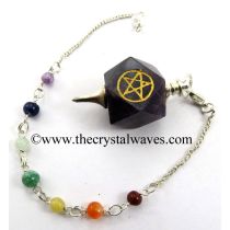 Amethyst Pentacle Engraved Hexagonal Pendulum With Chakra Chain