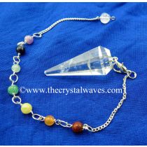 Crystal Quartz Good Quality Faceted Pendulum With Chakra Chain