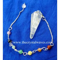 Crystal Quartz B Grade Faceted Pendulum With Chakra Chain
