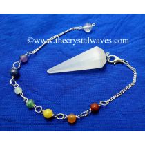 Selenite Faceted Pendulum With Chakra Chain
