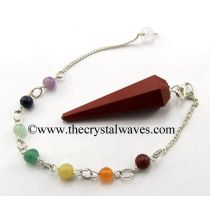 Red Jasper Faceted Pendulum With Chakra Chain
