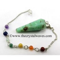 Chrysoprase Faceted Pendulum With Chakra Chain