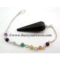 Nuummite / Coppernite Faceted Pendulum With Chakra Chain