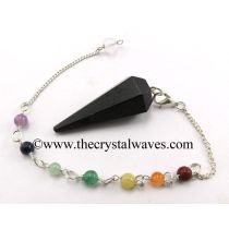 Black Agate Faceted Pendulum With Chakra Chain