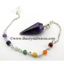 Amethyst 12 Facets Pendulum With Chakra Chain