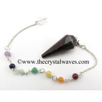 Red Tiger Eye Agate 12 Facets Pendulum With Chakra Chain