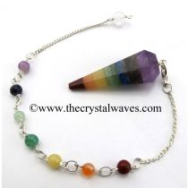 7 Chakra Bonded Faceted Pendulum With Chakra Chain