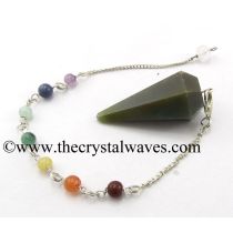 Moss Agate Faceted Pendulum With Chakra Chain