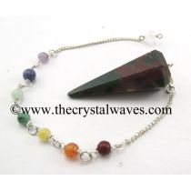 Blood Agate Faceted Pendulum With Chakra Chain