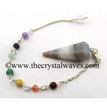 Lace Agate Faceted Pendulum With Chakra Chain