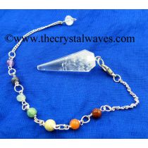 Crystal Quartz B Grade 12 Facets Pendulum With Chakra Chain