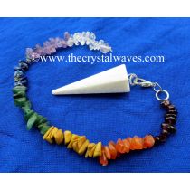 Scolecite Faceted Pendulum With Chakra Chips Chain