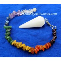 Snow Quartz Faceted Pendulum With Chakra Chips Chain