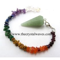 Green Aventurine (Light) Faceted Pendulum With Chakra Chips Chain