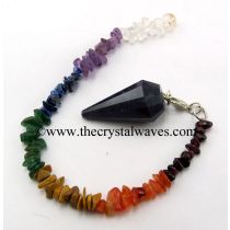 Blue Aventurine 12 Facets Pendulum With Chakra Chips Chain