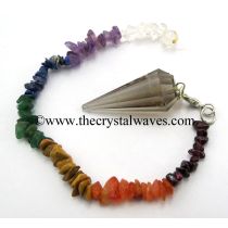 Smoky Quartz 12 Facets Pendulum With Chakra Chips Chain